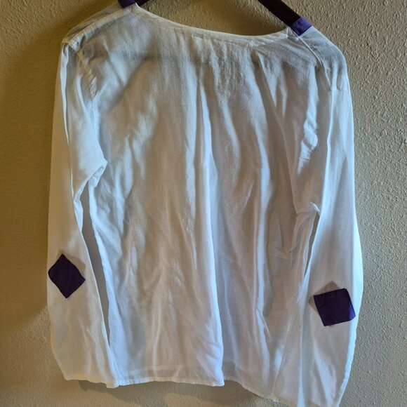 Nepali Tunic with Purple Diamonds on Sleeves - Picture 2 of 4